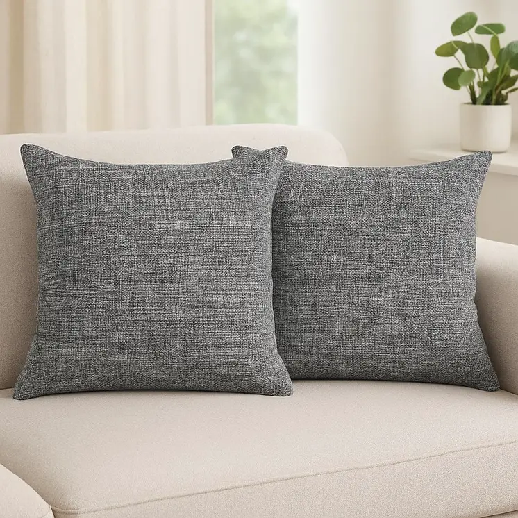Set of Two Black and Gray Throw Pillow
