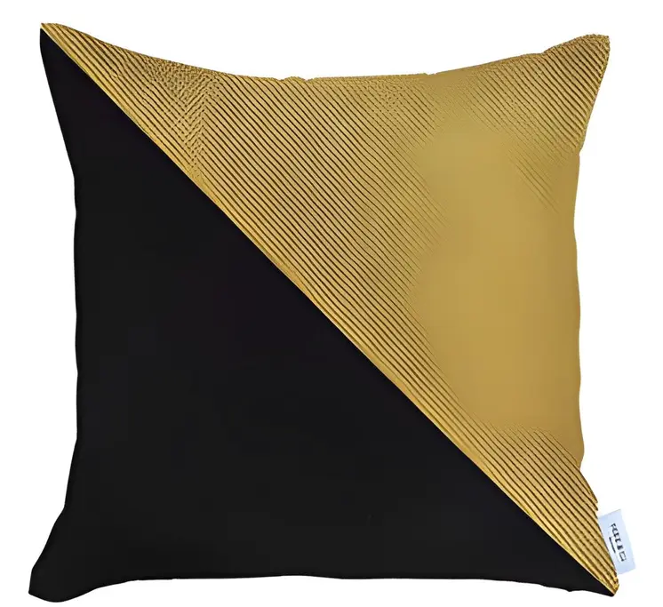 Set of Two 18" Yellow and Black Throw Pillow