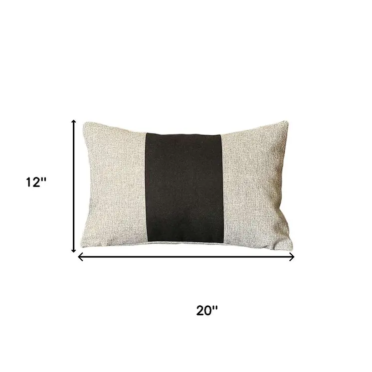 Set of Two 12" X 20" Black And Gray Lumbar Throw Pillows