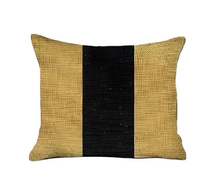 Set Of Two 18" X 18" Yellow And Black Geometric Zippered Handmade Polyester Throw Pillow
