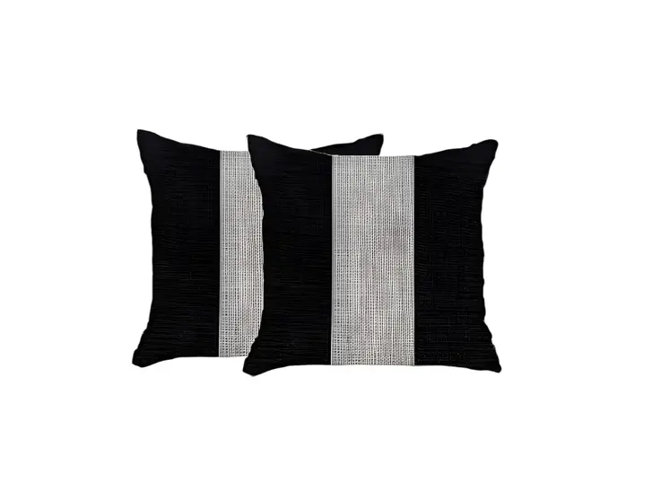 Set Of Two 18" X 18" Grey And Black Geometric Zippered Handmade Polyester Throw Pillow