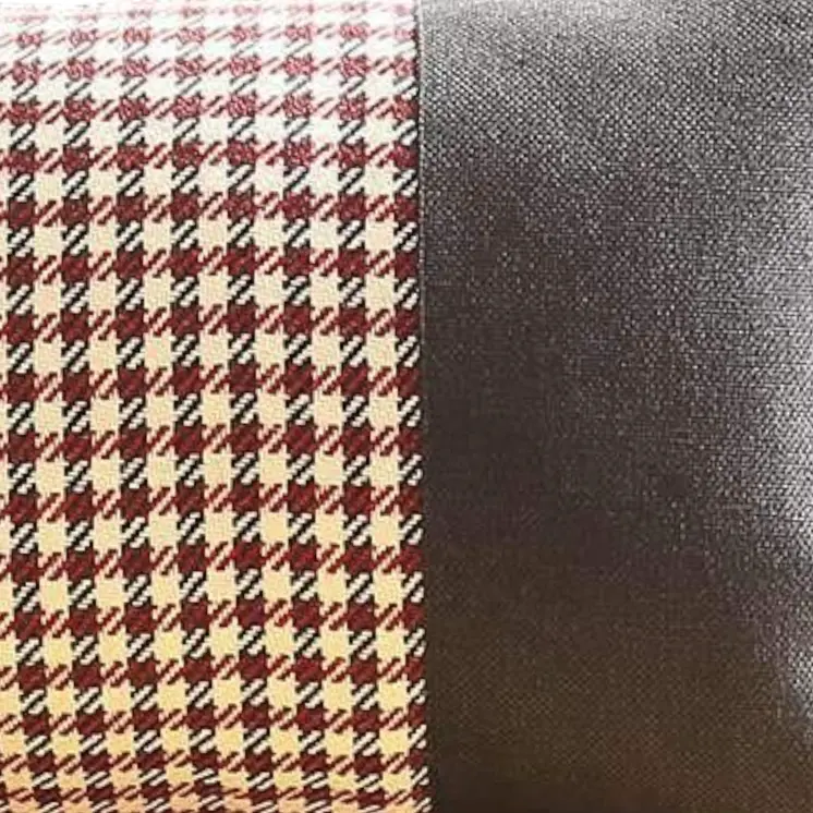 Set of Two 12" X 20" Black Red and White Houndstooth Fabric Lumbar Throw Pillows
