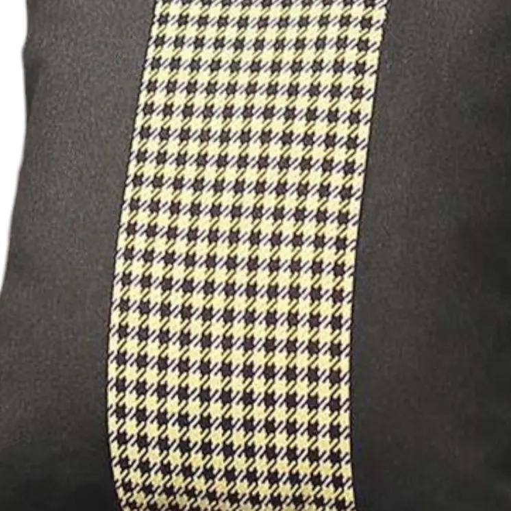 Set of Two 18" Black and Yellow Houndstooth Fabric Throw Pillows