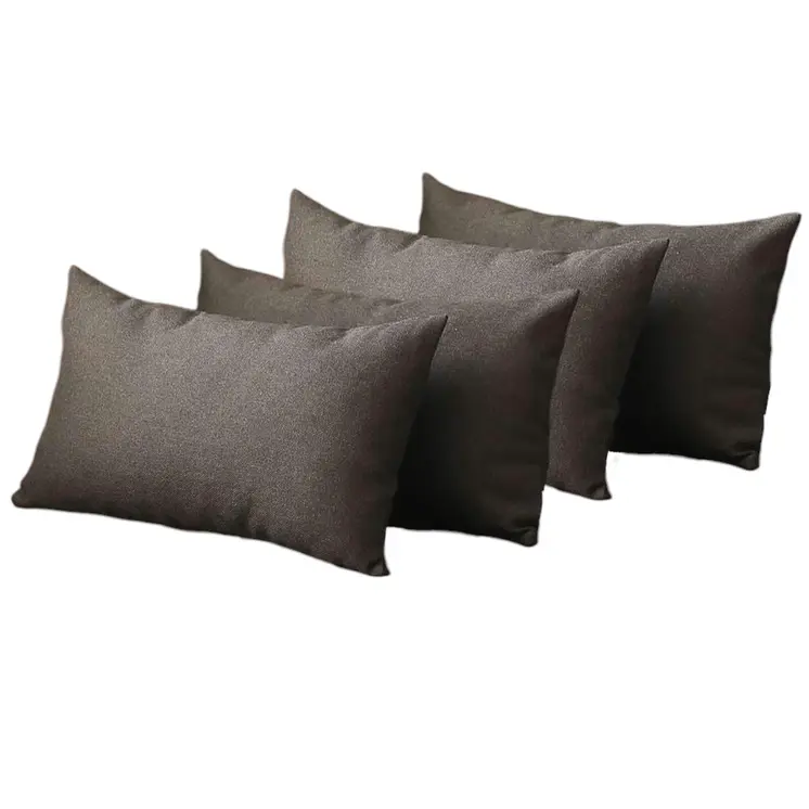 Set of Four 12" X 20" Black Fabric Lumbar Throw Pillows