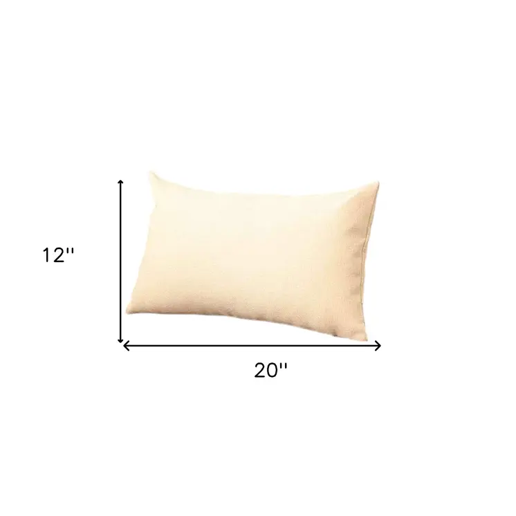 Set of Four 12" X 20" Ivory Fabric Lumbar Throw Pillows