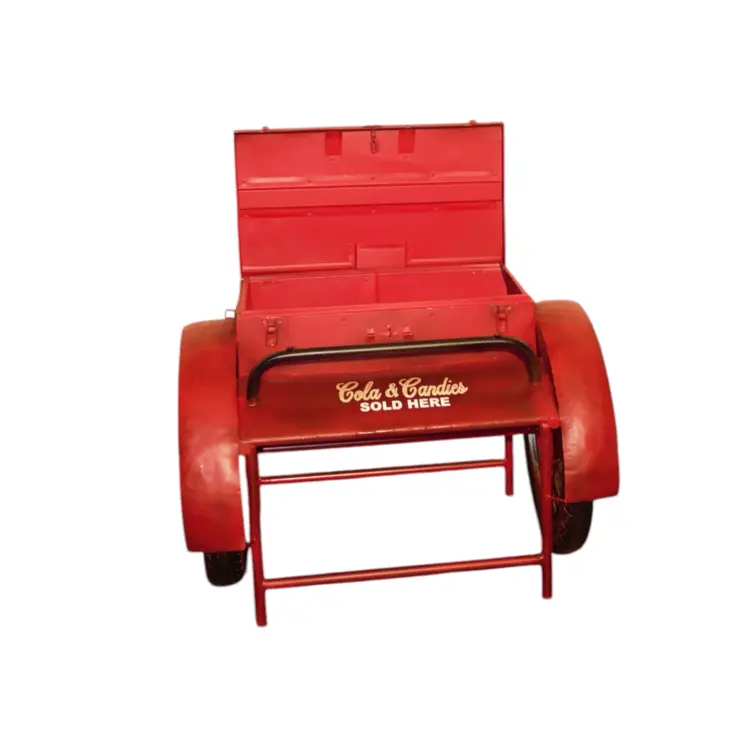 Retro Red Metal Delivery Box Accent Side Table