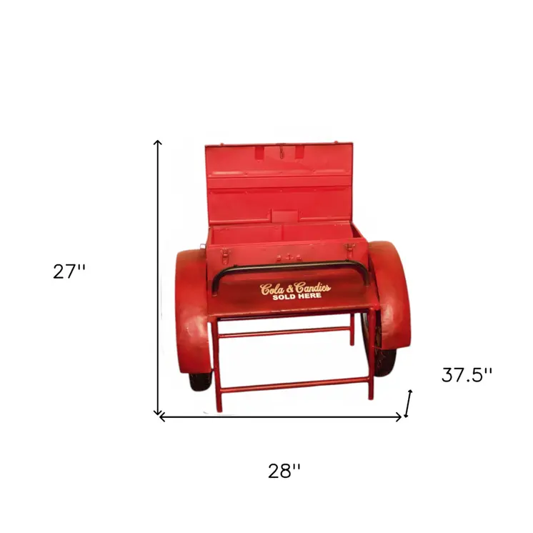 Retro Red Metal Delivery Box Accent Side Table