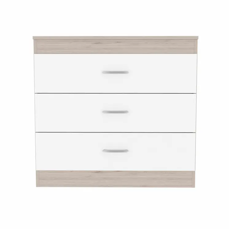 29" Light Gray and White Three Drawer Dresser