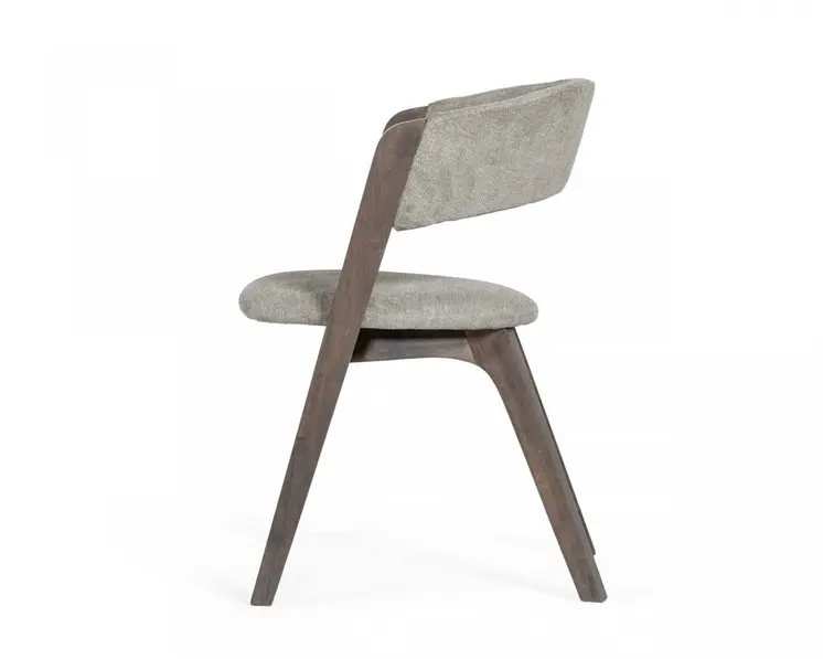 Set of Two Gray and Brown Upholstered Fabric Dining Arm Chairs