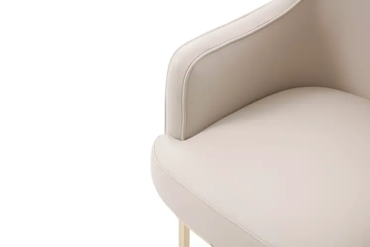 Gray and Gold Upholstered Fabric Dining Arm Chair