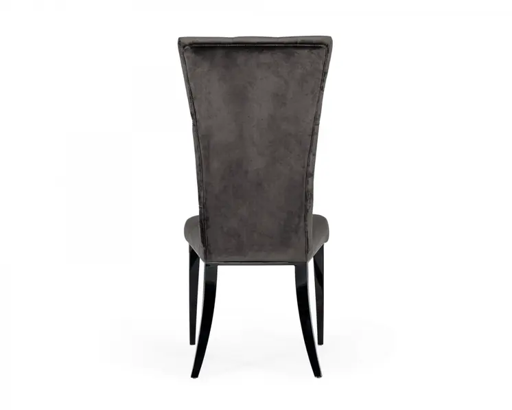 Set of Two Gray and Black Upholstered Velvet Dining Side Chairs