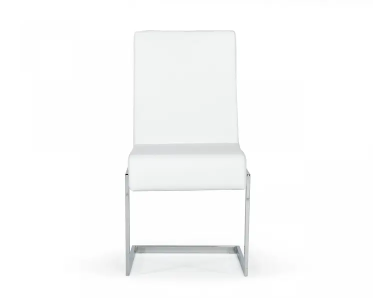 Set of Two White Silver Modern Dining Chairs