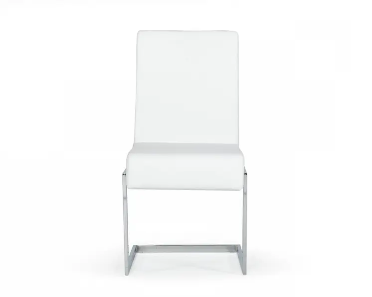 Set of Two White Silver Modern Dining Chairs