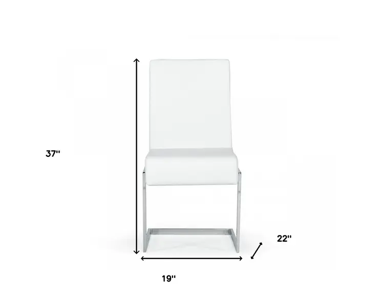 Set of Two White Silver Modern Dining Chairs