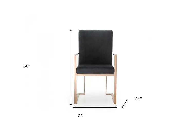 Black and Gold Upholstered Fabric Dining Arm Chair