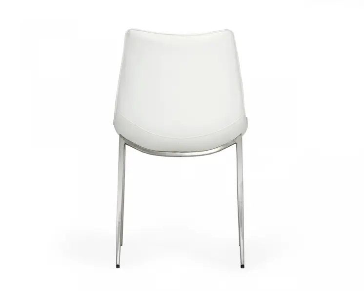 Set of Two White and Silver Upholstered Faux Leather Dining Side Chairs