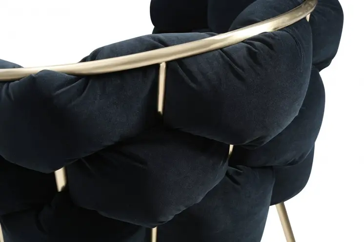 Black and Brass Upholstered Fabric Dining Arm Chair