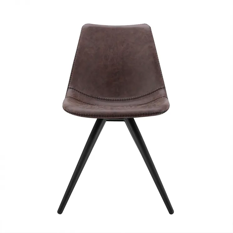 Set of Two Brown and Black Upholstered Faux Leather Dining Side Chairs