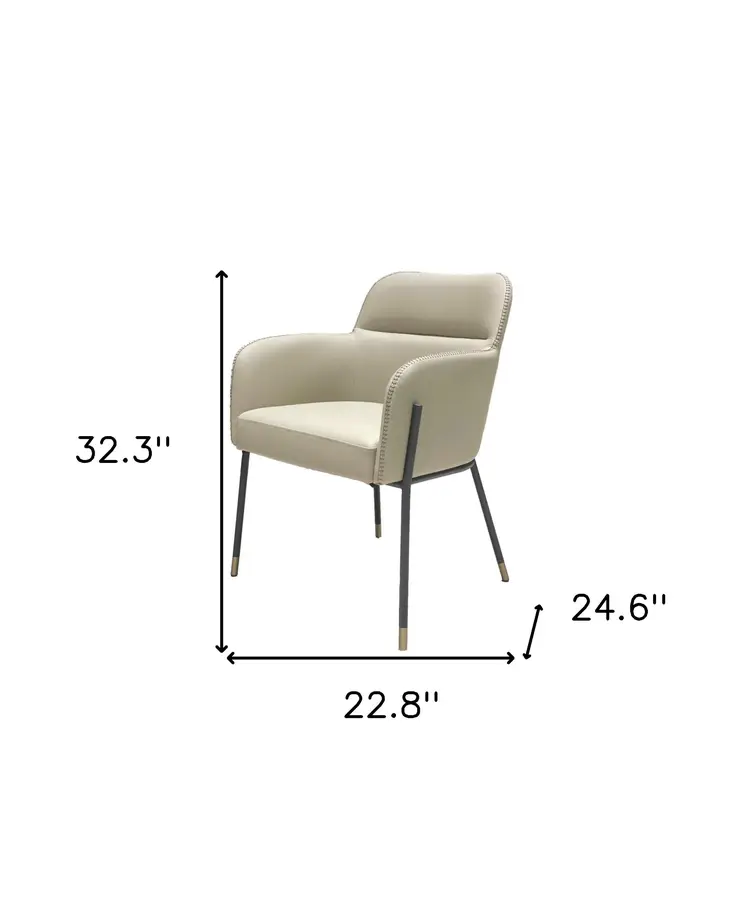 Gray and Black Upholstered Faux Leather Slat Back Dining Arm Chair