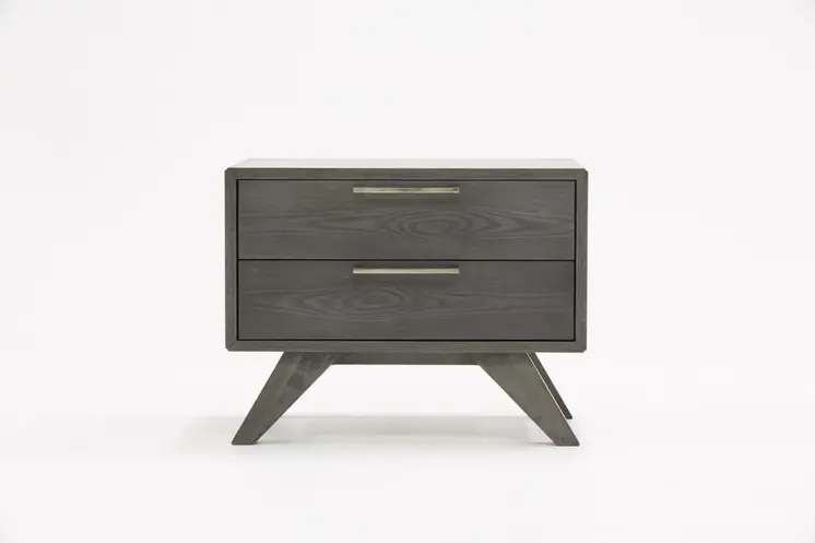 18" Solid Wood and Wood Two Drawer Nightstand