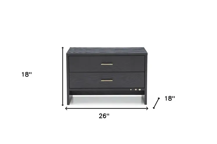 18" Wood Two Drawer Nightstand