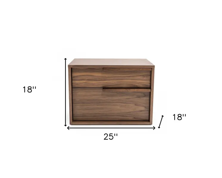 18" Wood Two Drawer Nightstand
