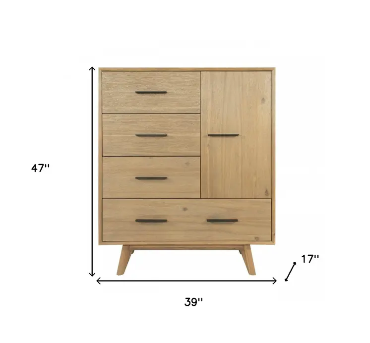 39" Walnut Solid Wood Four Drawer Gentlemans Chest