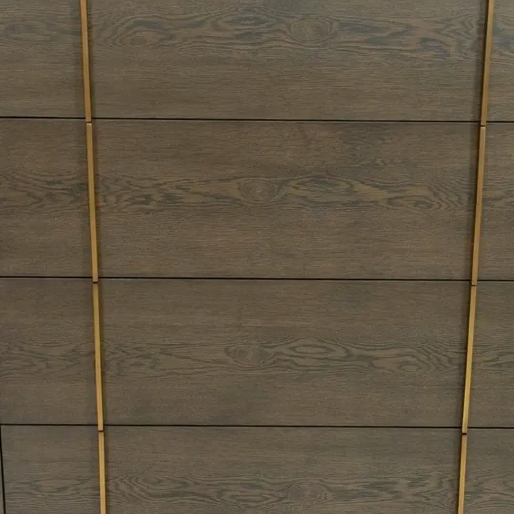 39" Dark Brown and gold Solid Wood Four Drawer Dresser