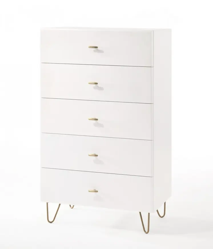 30" White Manufactured Wood Five Drawer Chest