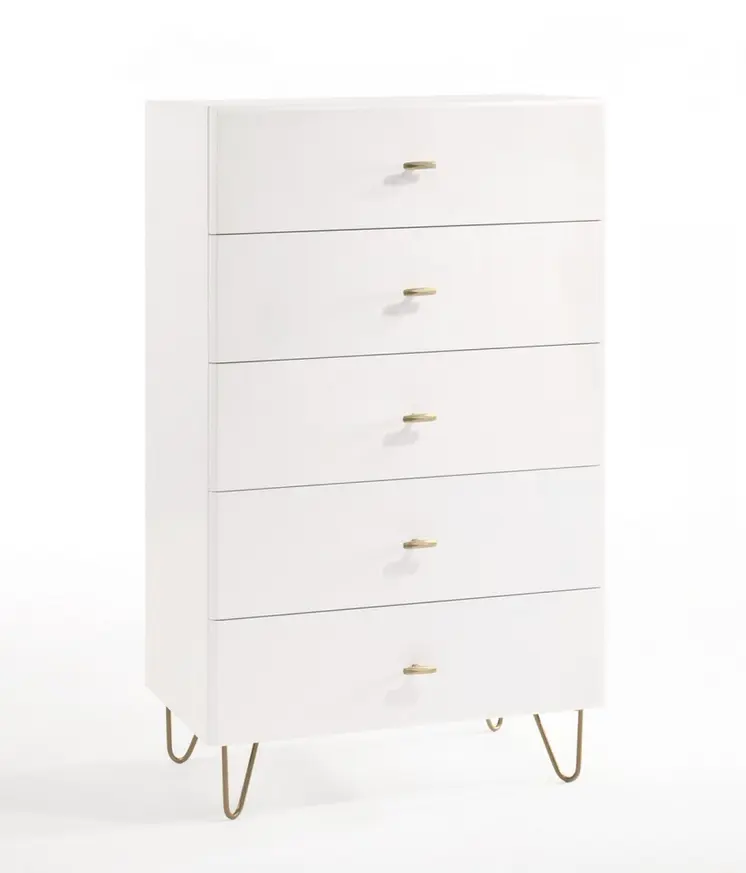 30" White Manufactured Wood Five Drawer Chest