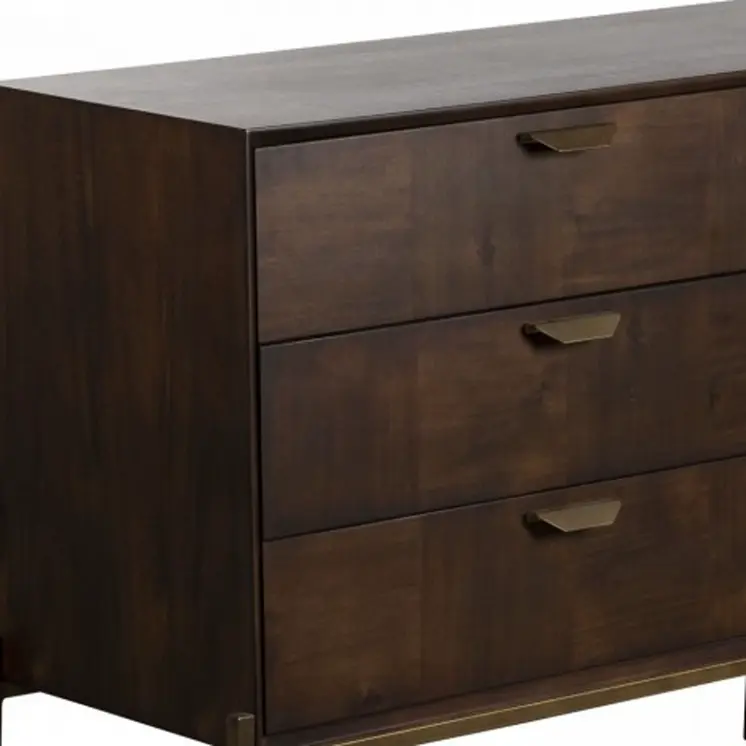 63" Dark Brown Manufactured Wood Six Drawer Double Dresser