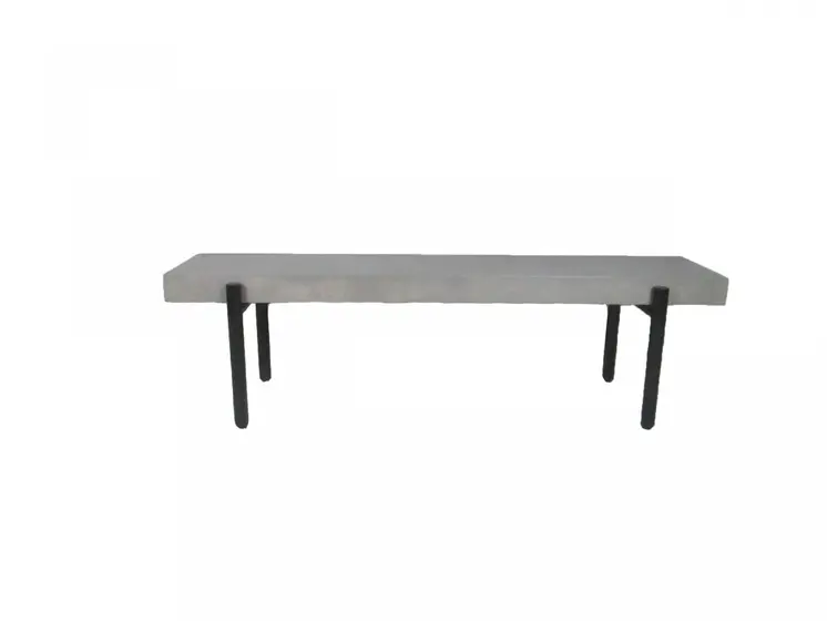 63" Gray and Black Concrete Dining Bench