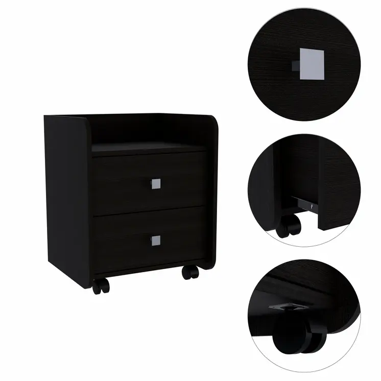 22" Wood Two Drawer Nightstand