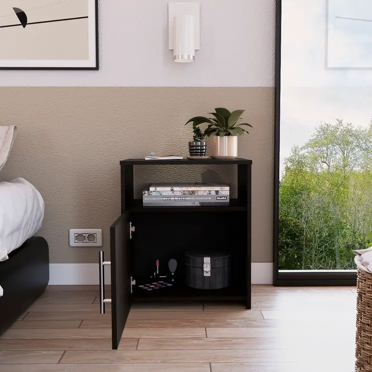 23" Black Wood Nightstand