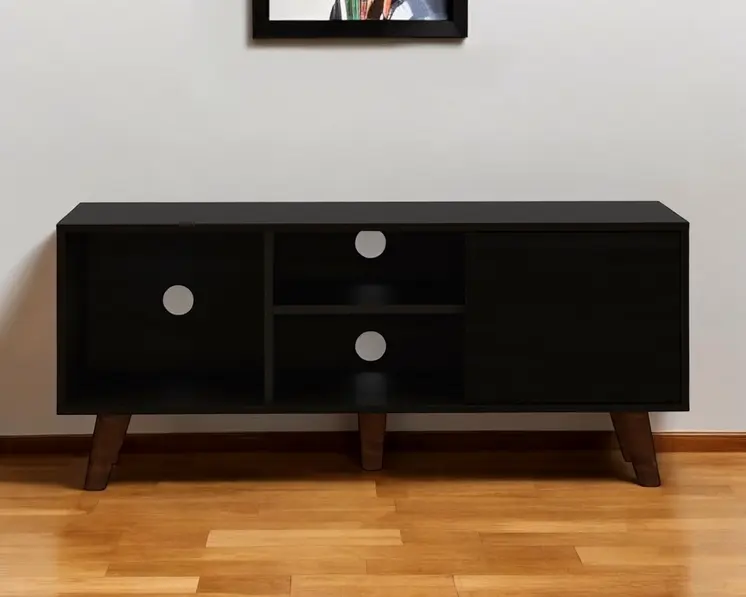 45" Black Open Shelving TV Stand