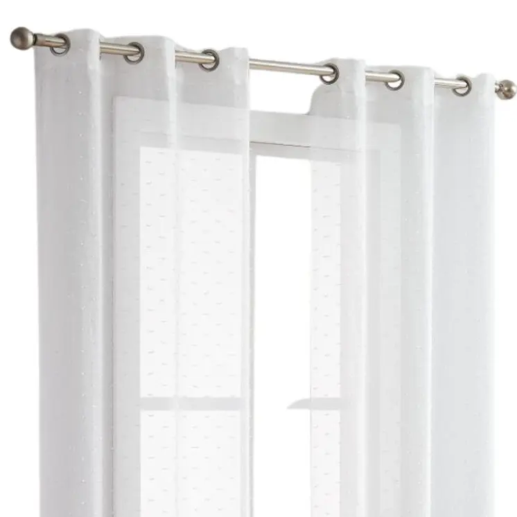 Set of Two 96" White Sprinkled Embellishment Window Curtain Panels