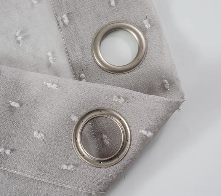 Set of Two 96" Gray Ribbon Embellished Window Curtain Panels