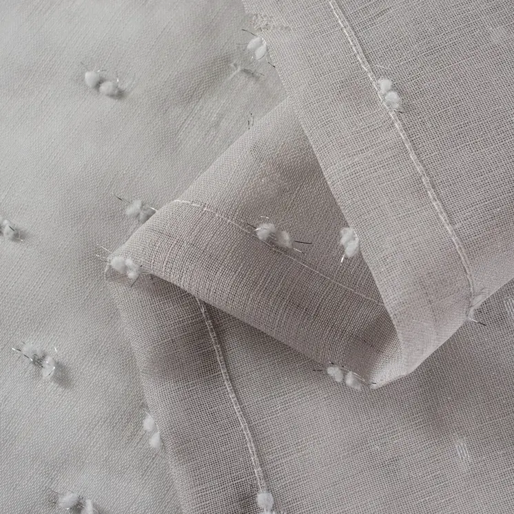 Set of Two 96" Gray Ribbon Embellished Window Curtain Panels