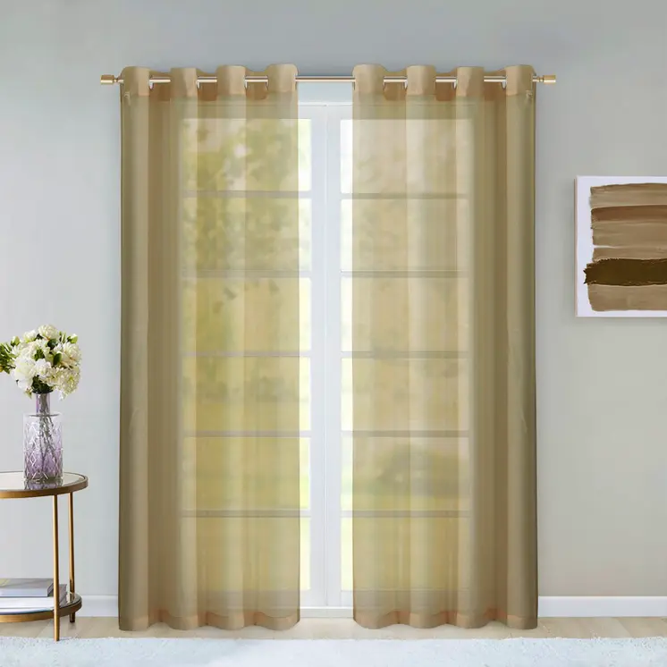 Set of Two 84"  Tan Solid Modern Window Panels