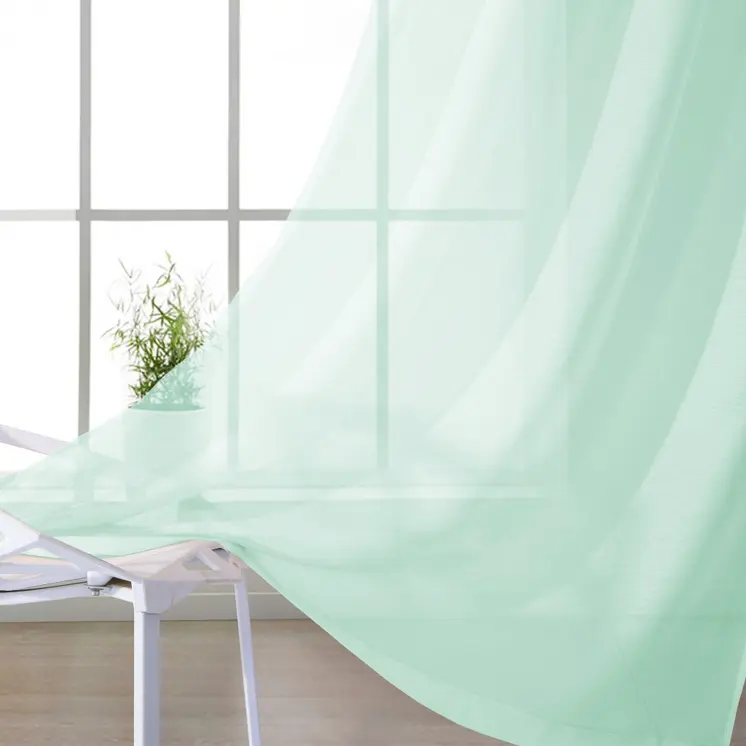 Set of Two 84"  Aqua Solid Modern Window Panels