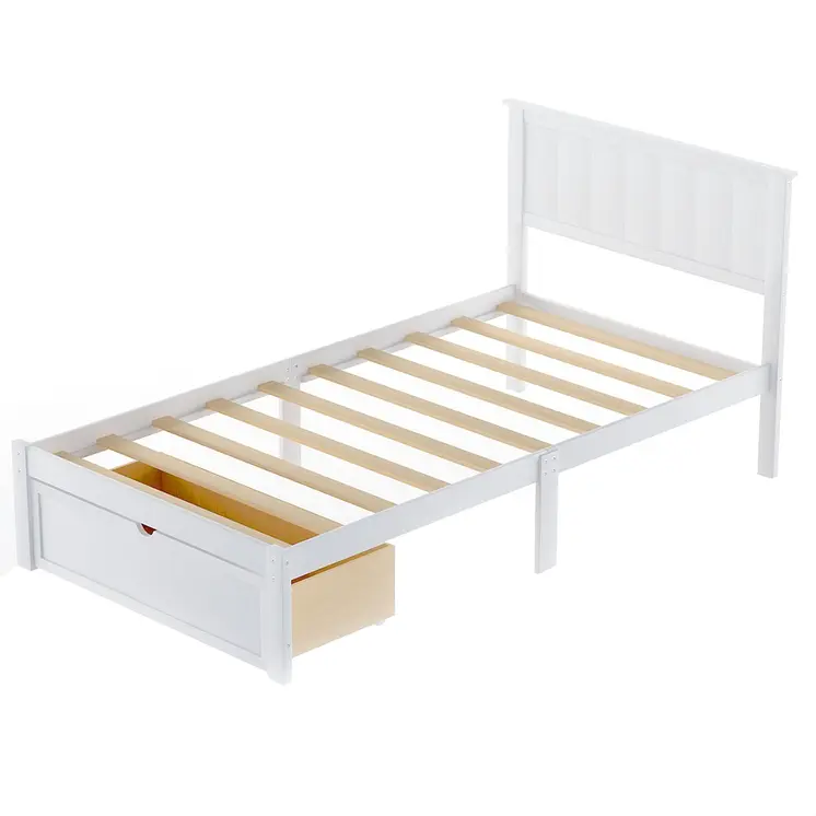 White Wood Twin Bed Frame