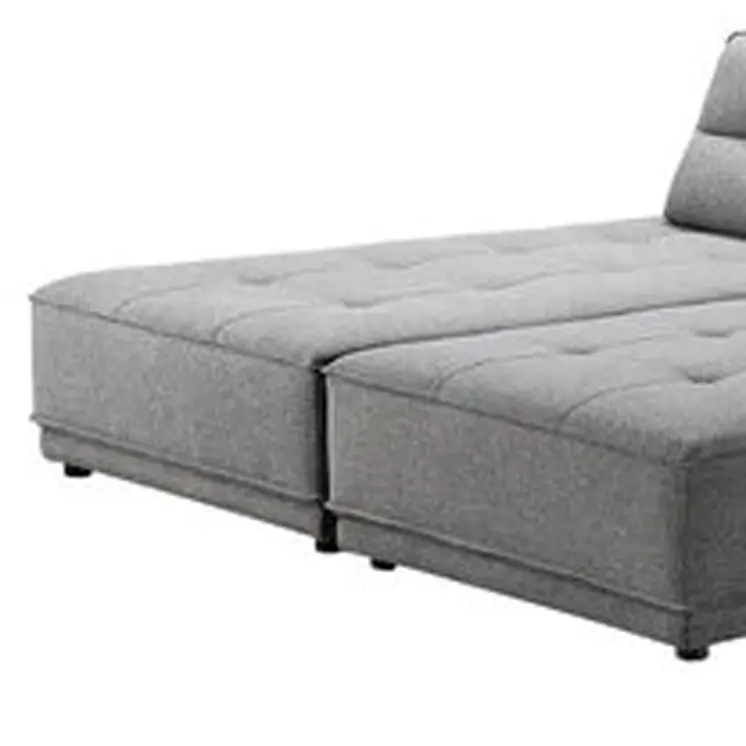 Gray 100% Polyester Stationary L Shaped Two Piece Sofa And Chaise