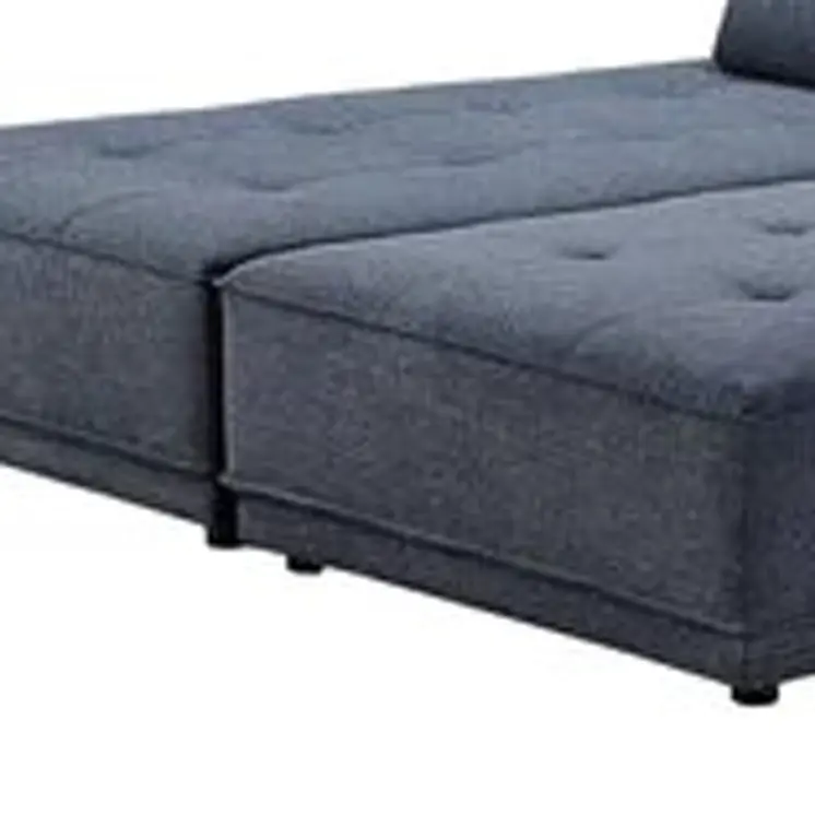 Blue 100% Polyester Stationary L Shaped Two Piece Sofa And Chaise