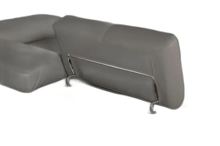 Gray Leather Match Stationary L Shaped Two Piece Sofa And Chaise