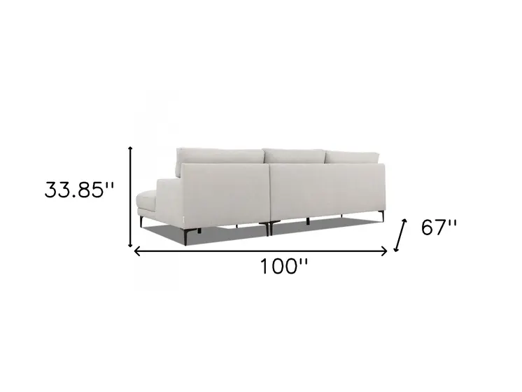Contemporary Dove Gray Squared Edge Right Facing Sectional Sofa