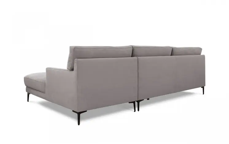 Gray 100% Polyester Stationary L Shaped Two Piece Sofa And Chaise