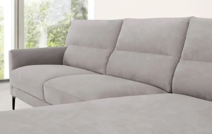 Gray 100% Polyester Stationary L Shaped Two Piece Sofa And Chaise