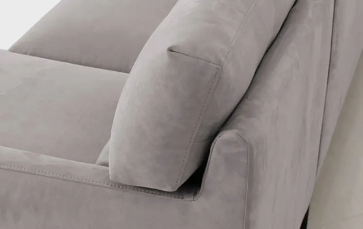 Gray 100% Polyester Stationary L Shaped Two Piece Sofa And Chaise