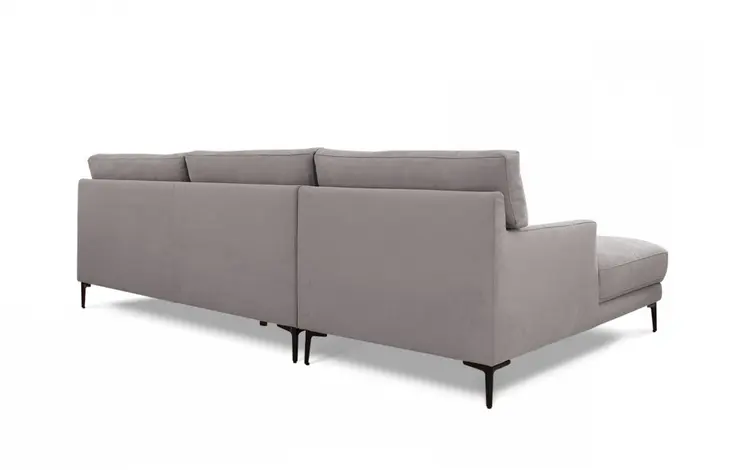 Gray 100% Polyester Stationary L Shaped Two Piece Sofa And Chaise