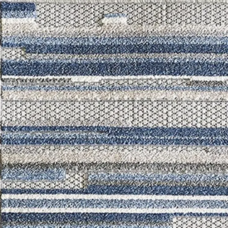 5' X 7' Blue Abstract Stain Resistant Indoor Outdoor Area Rug